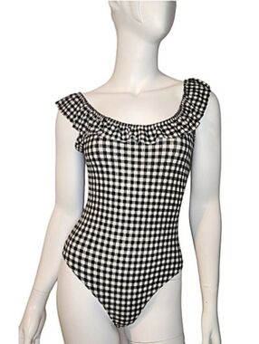Women's Forever 21 plaid black and white bodysuit Size S